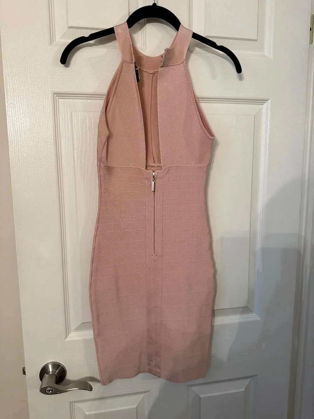 Marciano Blush Pink Ribbed Halter Midi Dress - Picture 2 of 3